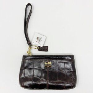 COACH | Madison Embossed Crocodile Leather Medium Wristlet NWT